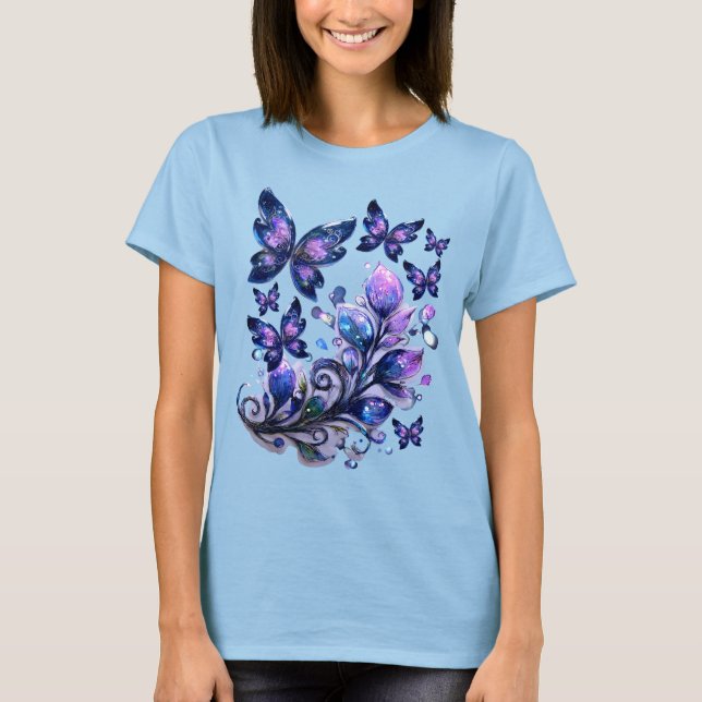 Camiseta Borboletas Brilho Cósmico (Frente)