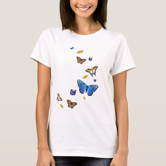 Camiseta Borboletas Camisa-T-mulher (Frente)