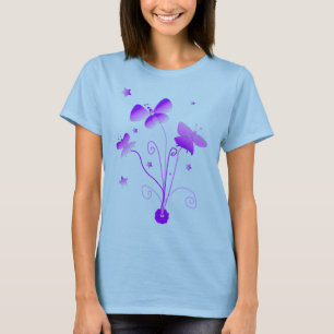 Camiseta Borboletas com Flores, t-shirt de boneca bebê