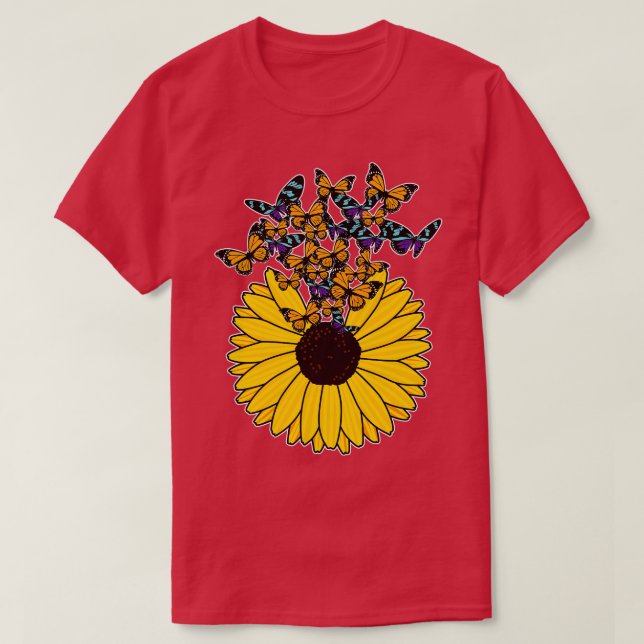 Camiseta Borboletas com girassol (Frente do Design)