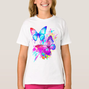 Camiseta Borboletas com respingos de neon