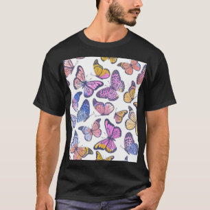 Camiseta Borboletas De Aquarelas: Padrão De Vintagem De Pas