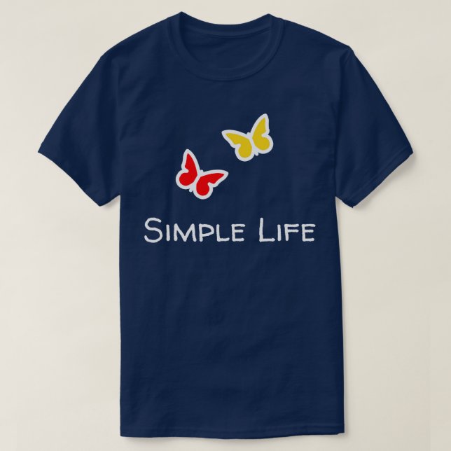 Camiseta Borboletas de vida simples (Frente do Design)