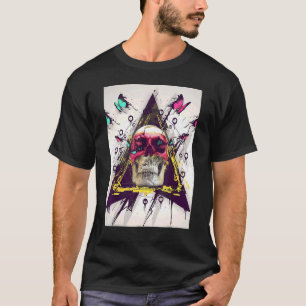 Camiseta Borboletas do crânio gótico Rico Legal Parte C de