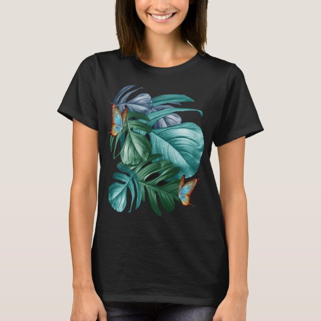 Camiseta Borboletas do Paraíso Turquesa Tropical Splash (Frente)