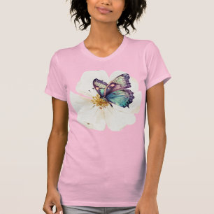 Camiseta Borboletas e flores de aquarelas