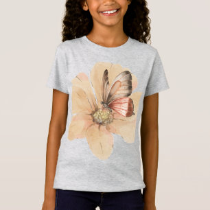 Camiseta Borboletas e flores de aquarelas