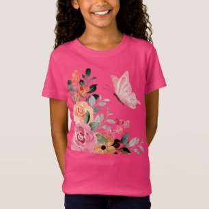Camiseta Borboletas e flores de aquarelas
