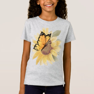 Camiseta Borboletas e flores de aquarelas