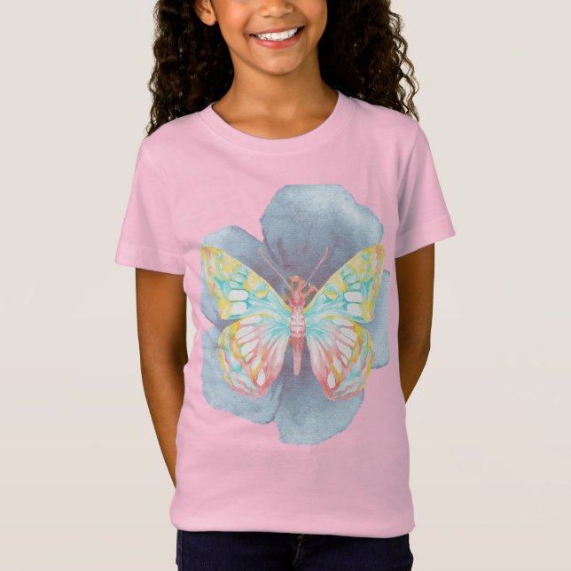 Camiseta Borboletas e flores de aquarelas (Frente)