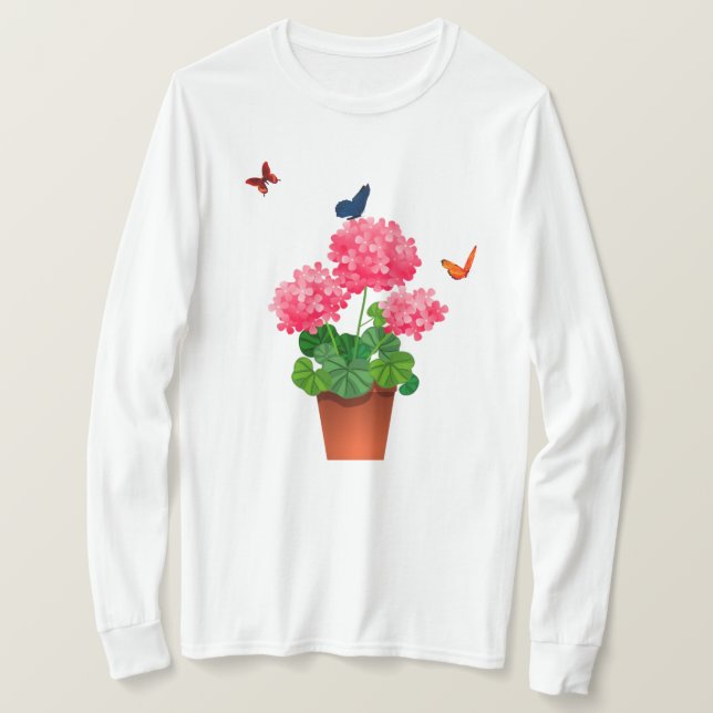 Camiseta Borboletas e flores - T-Shirt (Frente do Design)