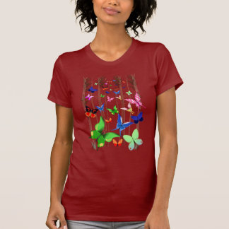 Camiseta Borboletas e t-shirt brilhantes da floresta