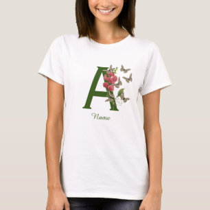 Camiseta Borboletas Ervilha Doce Monograma Inicial A Nome
