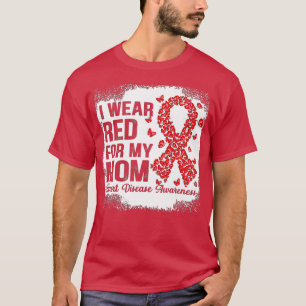 Camiseta Borboletas Eu Visto Vermelho Para minha mãe Doença