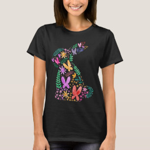 Camiseta Borboletas Flor Coelho de Páscoa Diversão para a P