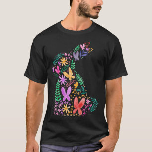 Camiseta Borboletas Flor Coelho de Páscoa Diversão para a P