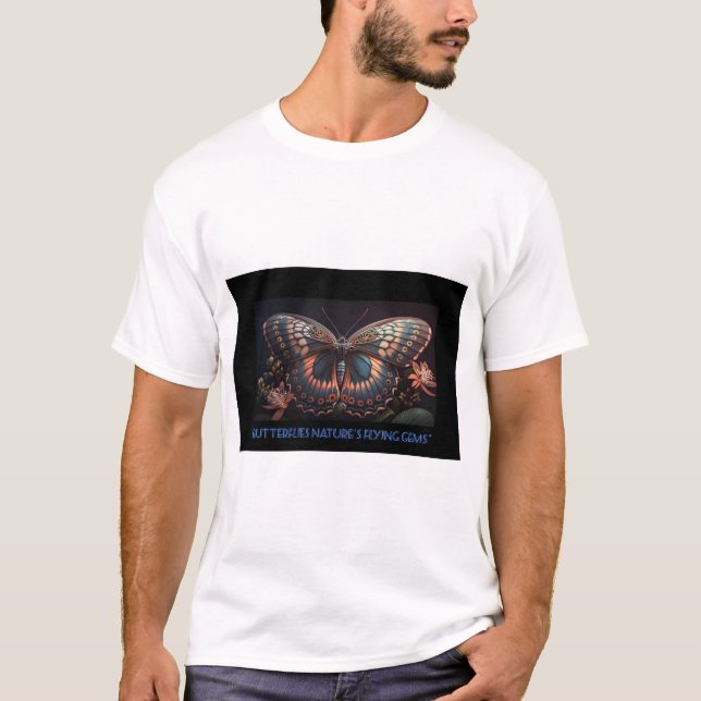 Camiseta Borboletas Logotipo design voador Gems. (Frente)