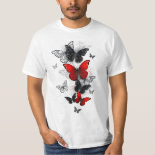 Camiseta Borboletas Negras e Vermelhas