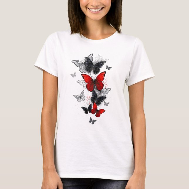 Camiseta Borboletas Negras e Vermelhas (Frente)
