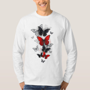 Camiseta Borboletas Negras e Vermelhas