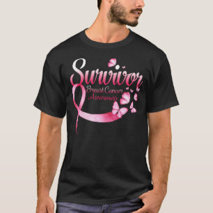 Camiseta Borboletas Rosa de Consciência do Cancer Mama Fita