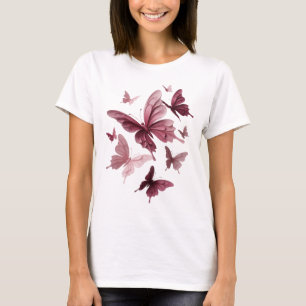 Camiseta Borboletas Rosa Espirituosas Arte Vestível