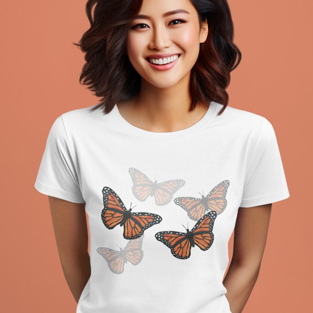 Camiseta Borboletas simples de monarca botânica (Monarch butterflies t shirt design. )