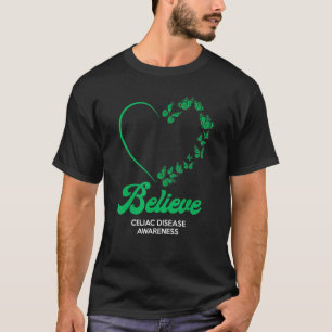 Camiseta Borboletas Verdes Coração Acredita Doença Celiaca 