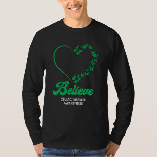Camiseta Borboletas Verdes Coração Acredita Doença Celiaca 