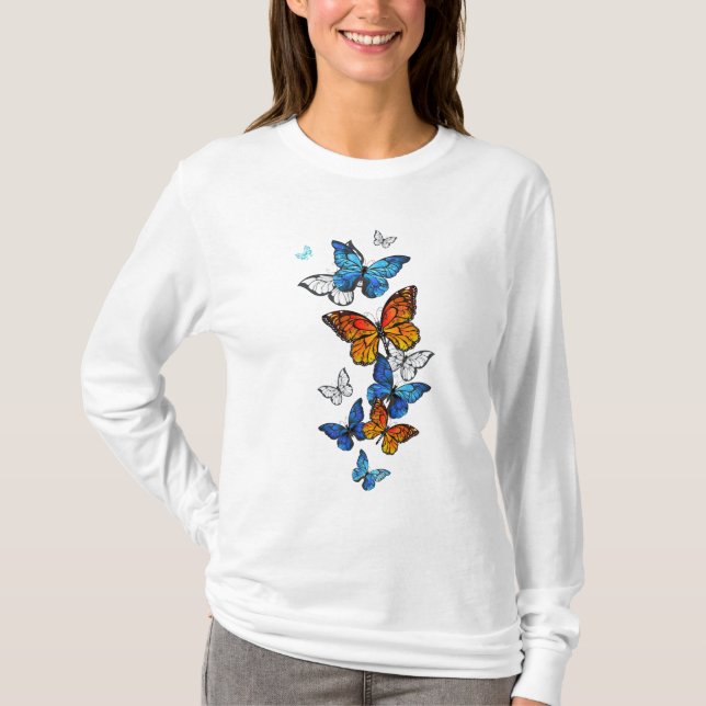 Camiseta Borboletas voadoras Morpho e Monarca (Frente)