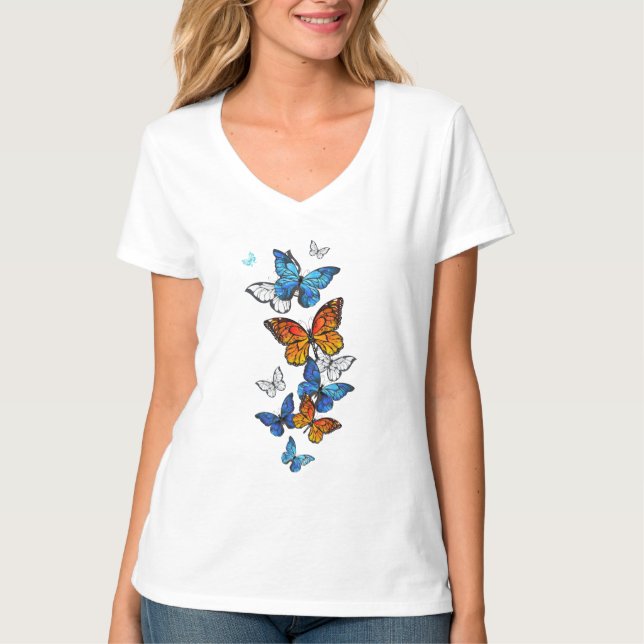 Camiseta Borboletas voadoras Morpho e Monarca (Frente)