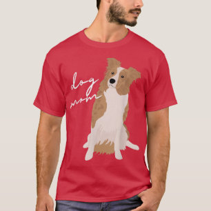 Camiseta Borda branca e vermelha Cachorro Collie Cachorro M