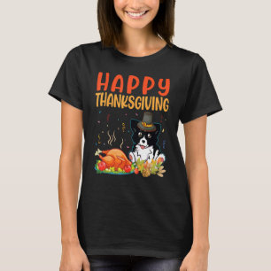 Camiseta Borda Cachorro Collie Olha a Turquia Carne Feliz M