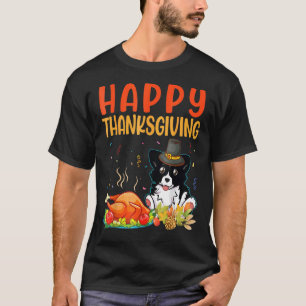 Camiseta Borda Cachorro Collie Olha a Turquia Carne Feliz M