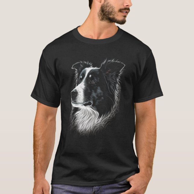 Camiseta Borda Collie Face Para Cachorro (Frente)