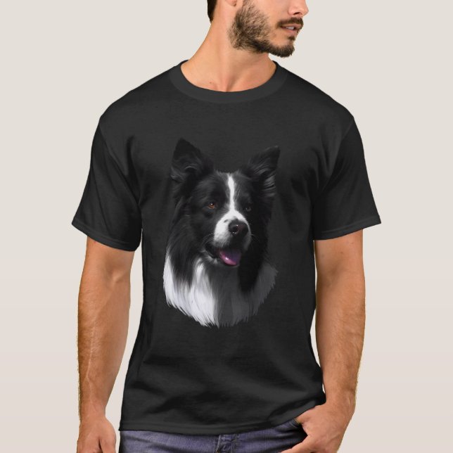 Camiseta Borda Collie Herding Dog Long Sleeves Cães Tee Sh (Frente)