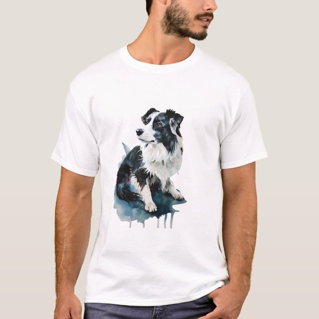 Camiseta Borda Collie - Inteligente, Energético, (Frente)