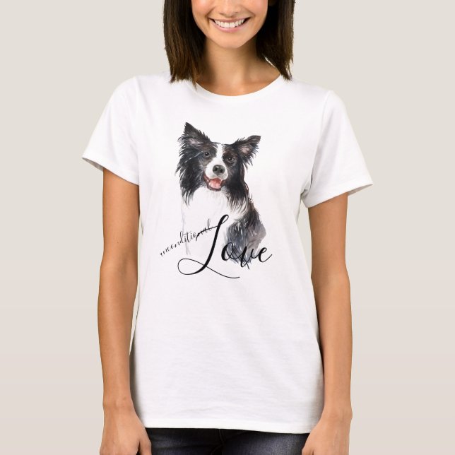 Camiseta Borda Collie Retrato Amor Incondicional (Frente)