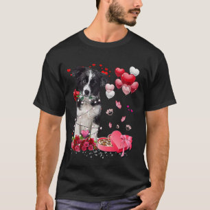 Camiseta Borda Collie Rosa Heart Happy Valentine Day Dog M