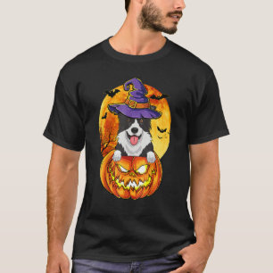 Camiseta Borda Collie Witch Pumpkin Cão de Halloween
