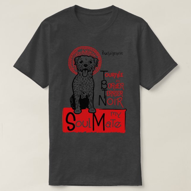 Camiseta Borda Engraçada Terrier Proprietário do Presente B (Frente do Design)
