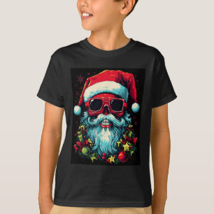 Camiseta Borda festiva Edgar Design do crânio de Natal