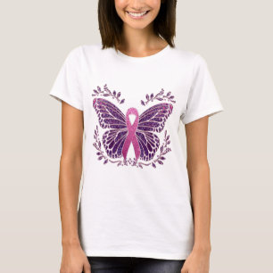 Camiseta Borda Floral da Borboleta de Sensibilização do Can