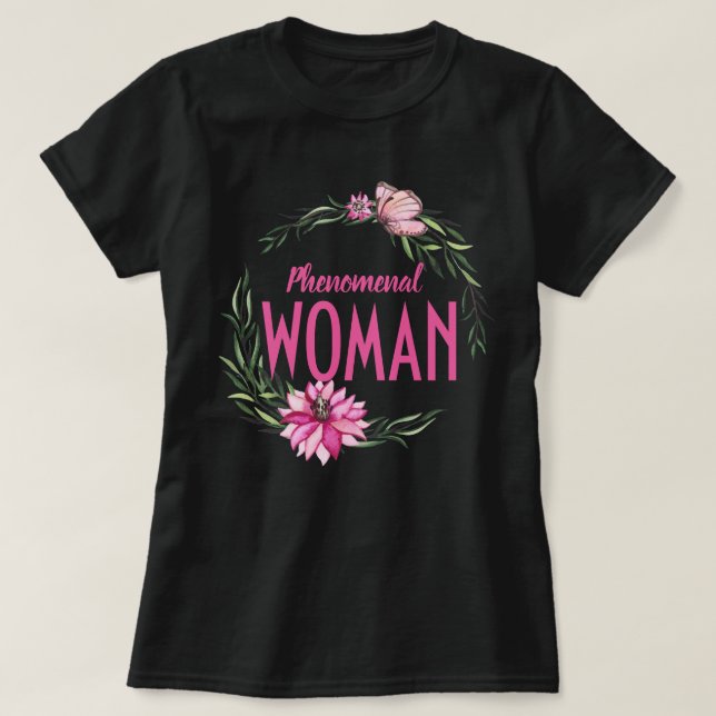 Camiseta Borda Floral - Mulher Fenomenal (Frente do Design)