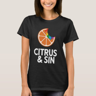 Camiseta Borda Laranja Com Mordida E Sumo Arco-Íris