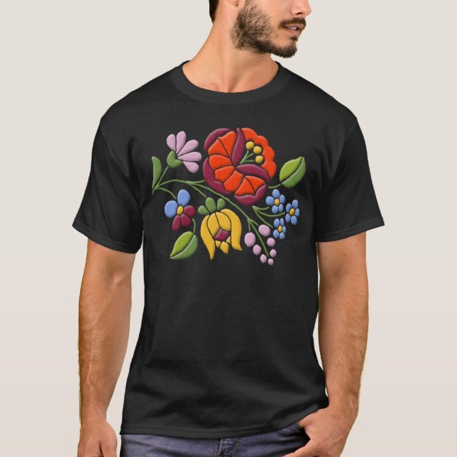 Camiseta Bordado de Kalocsa - arte popular húngara (Frente)