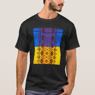 Camiseta Bordado do Thread - Padrão Étnico Folk Ucraniano