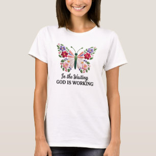 Camiseta Bordado Floral Borboleta Estilo Gracioso
