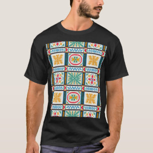 Camiseta Bordado Maiolica Italiano: Floral Mediterrânica