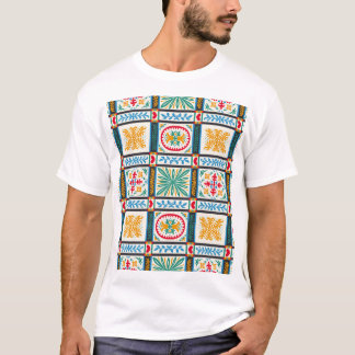 Camiseta Bordado Maiolica Italiano: Floral Mediterrânica